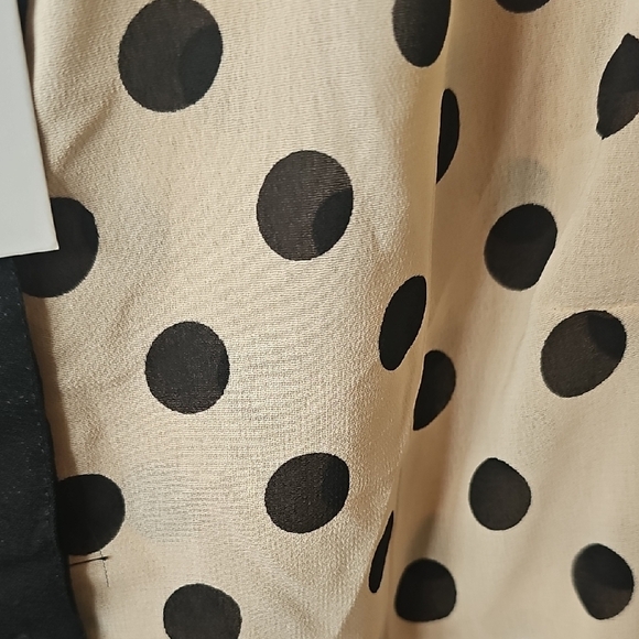 Pinky NWT Women's Black and Cream Polka Dot Blouse Size Medium - Picture 4 of 8